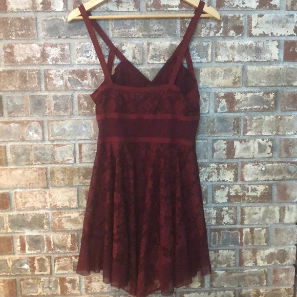 Sold!  free people taped lace slip maroo - Picture 3 of 5